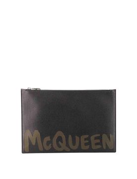 Pochette in pelle con logo mcqueen graffiti
