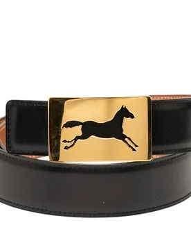 Box Calf Horse Buckle Belt - Hermès - FashionsVida