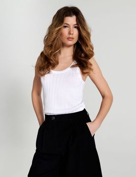 Sinsay - Top in maglia - bianco