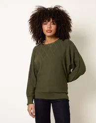 Patterned Jumper - L/XL / KHAKI - female
