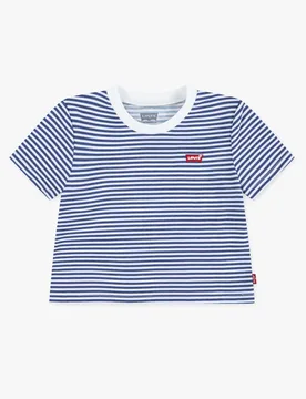 T-shirt Levi's in cotonea righe bianche e blu con logo batwing rosso - Levis - FashionsVida