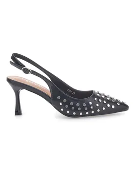 Décolleté Sling-back Nere Con Borchie P591 39 - FIRST LADY - FashionsVida