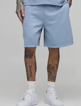 Herren Große Baggy Tiefschrittshorts In Mittlerer Länge Dusty Blue Größe XL - boohooMAN - FashionsVida