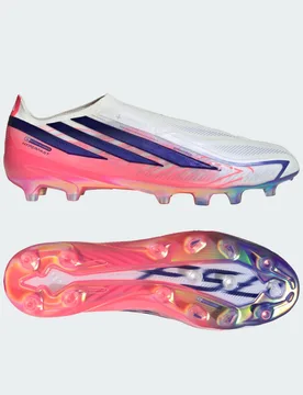 F50 Hyperfast Elite Laceless Artificial Ground Football Boots 47 1/3 Cloud White / Solar Purple / Solar Turbo - Adidas - FashionsVida
