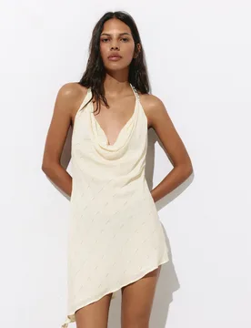 Short Asymmetric Halter Dress (Size: ) - Pull&bear - FashionsVida