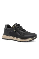 Women's Breathable Zip & Lace Style Trainers in Black Size: 3 - Black - Size: 3