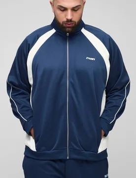 Herren Plus Bestickte Regular Fit Trainingsjacke Navy Größe 3XL - boohooMAN - FashionsVida