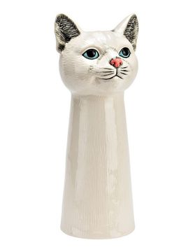 Vase Katzenkopf aus Keramik Weiß