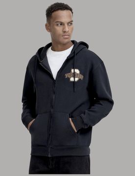 Felpa blu con cappuccio e zip 20718946