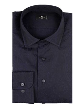 Etro Camicia in cotone blu jacquard