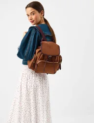 Faux Suede Backpack Tan female