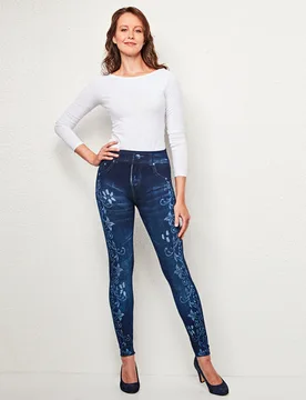 Slim-Jeggings "Blütenranken" blau Amélie di Santi - Amelie di Santi - FashionsVida