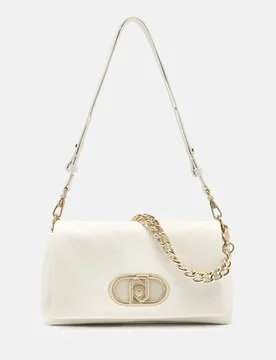Borsa a spalla Liu Jo Accessories panna in similpelle con logo in metallo sul davanti - Liujo - FashionsVida