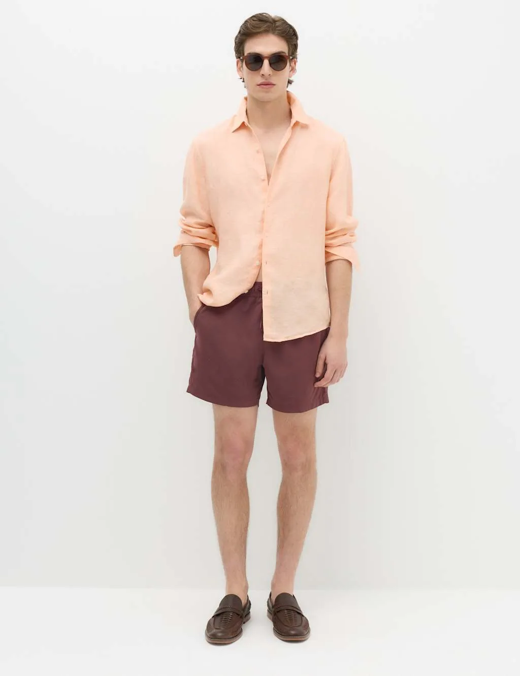 Quick Dry Plain Swim Shorts Chestnut male - M&S - FashionsVida