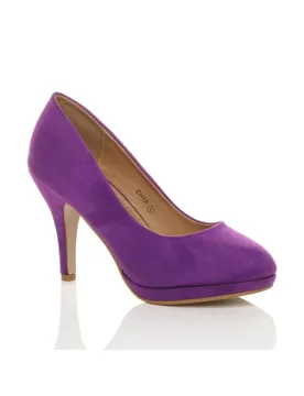 Women's Mid High Heel Court Shoes in Purple Size: 3 - Purple - Size: 3 - Ajvani - FashionsVida