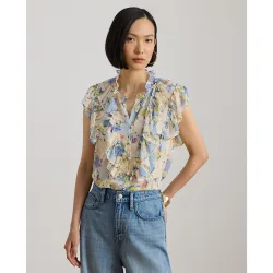 Blusa de mujer con volantes y estampado