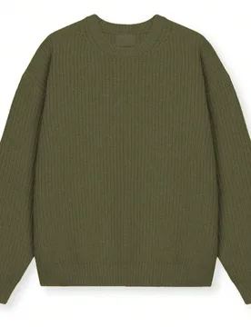 Jersey de cuello redondo de punto de piqué de poliéster ligero y suelto de unicolor básico para hombres, diseño de nicho, otoño/invierno - Shein - FashionsVida
