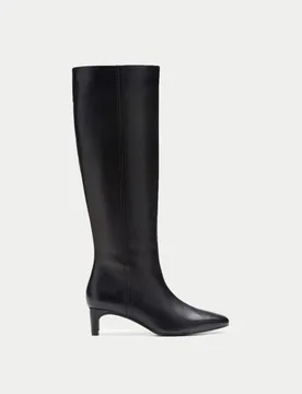 Leather Stiletto Heel Knee High Boots Black female - Clarks - FashionsVida