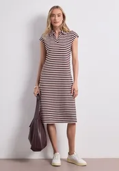 Midi-Kleid in Strick-Optik mit Streifen female Rot