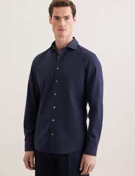 Slim Casual Hemd Uni Blau 43