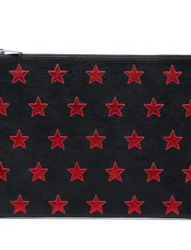 Leather Star Rider Tablet Pouch - Saint Laurent - FashionsVida