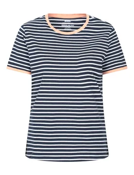 Women's Casual Lightweight Soft Short Sleeve Contrast Rib Striped T-Shirt in Navy Size: 16 - Navy - Size: 16 - Mountain Warehouse - FashionsVida