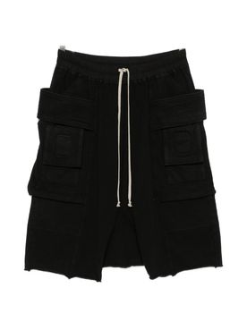 Cargo Bermuda Shorts with Drop Crotch, Zip Closure & Drawstring Waist