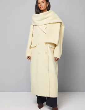 Womens Double Breasted Twill Scarf Detail Coat - Yellow - Size 16 Uk - Wallis - FashionsVida