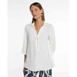 Blusa de mujer de cupro con cuello