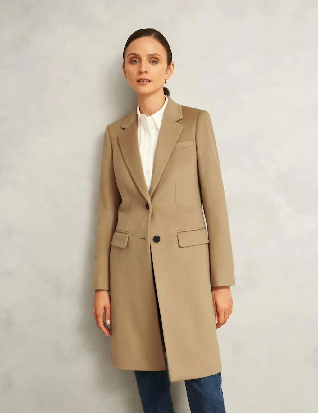 Pure Wool Single Breasted Tailored Coat Beige female - Hobbs - FashionsVida