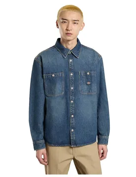 Camicia A Maniche Lunghe Mechanic Denim Khaki Tinted Blue L
