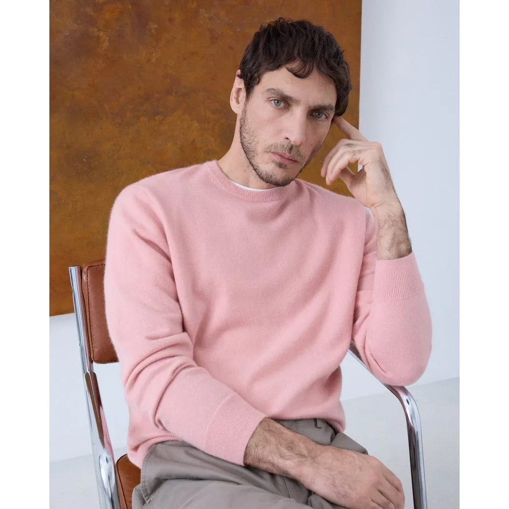 Jersey de hombre de cuello redondo liso cashmere - Emidio Tucci - FashionsVida