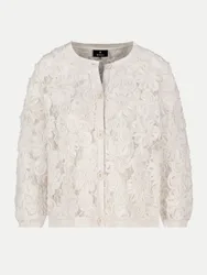 Strickjacke mit Blumenmuster Weiß 44
