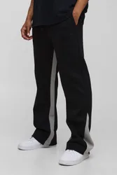 Herren Relaxed Fit Jogginghose mit ausgestelltem Zwickel Black Größe Medium