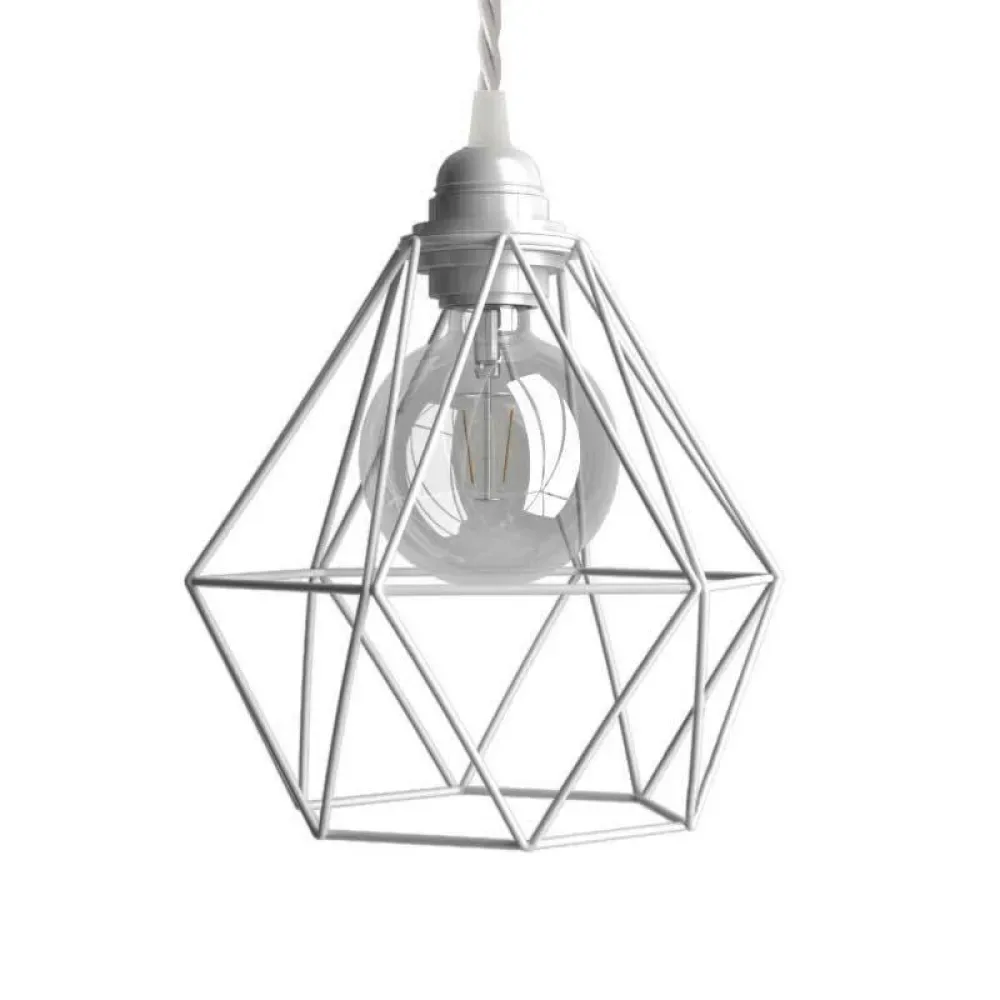 Cables Suspension Luminaire Textile Diamond 1 M White One Size - Creative - FashionsVida