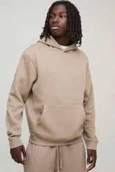Herren Basic Regular Fit Kapuzenpullover Taupe Größe Small