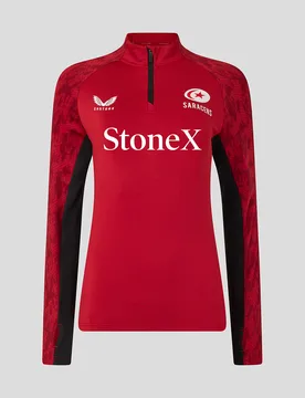 Saracens Women's 25/26 Training 1/4 Zip - Rhymthic Red RHYTHMIC RED/CAVIAR 18 female - Castore - FashionsVida
