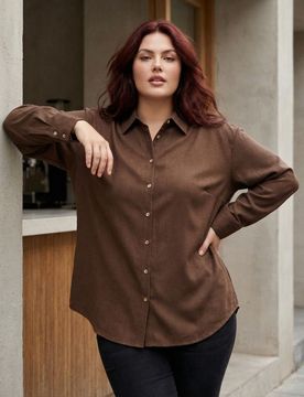 Camicia con miscela di lino - marrone polveroso