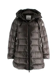 Brown 'Doudoune Legere' Long Line Hooded Coat