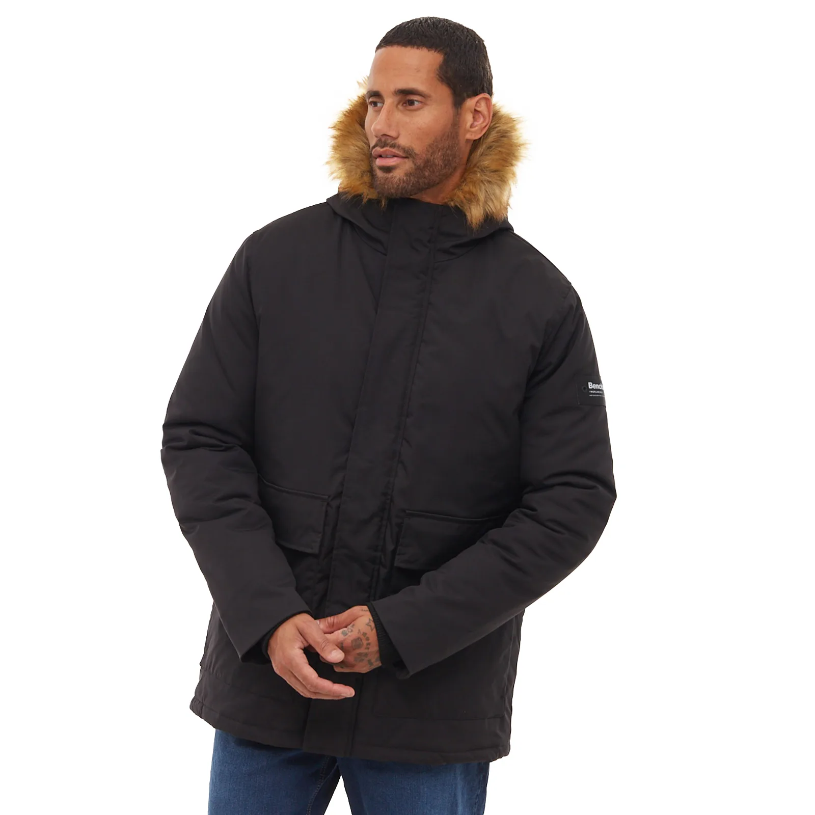 Jarryl Mens Padded Parka Jacket - Black - Size X-Large - Bench - FashionsVida