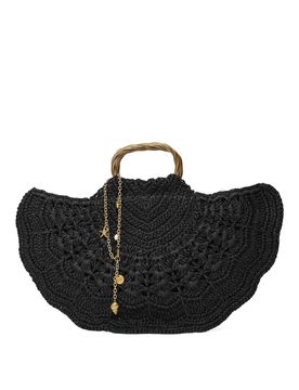 Borsa A Tracolla In Rafia Crochet