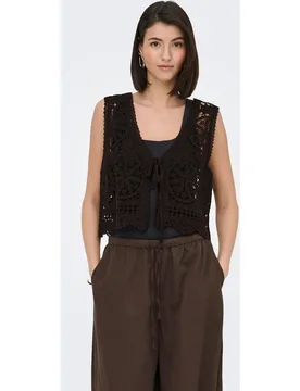 Chaleco de punto de mujer sin mangas con cuello pico - JDY - FashionsVida