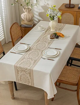 Pieza Mantel de jacquard repelente al agua, de tela de poliéster, rectangular o cuadrado, adecuado para el comedor, la sala de estar, lavable - Shein - FashionsVida