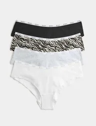 Pack Cotton Rich Hipster Knickers Black Mix female