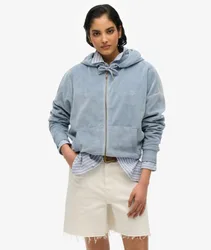 Superdry Women's Velours-kapuzenjacke Hellblau - Größe: 42