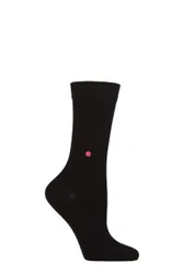 Pair Black Lady Plain Cotton Socks Ladies 2.5-6 Ladies - - Black - Size: Small