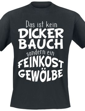 T-Shirt - Dicker Bauch - Feinkostgewölbe - L bis 5XL - für Männer - Größe 4XL - schwarz - Männer - male