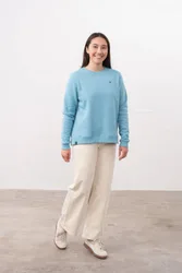Women's Seaside Cotton Rich Brushed Jersey Sweatshirt in Bright Blue Size: 12 - Bright Blue - Size: 12