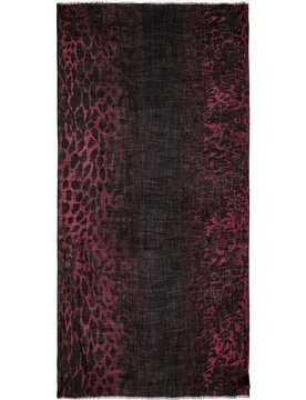 Zadig & Voltaire - Fular de lana roja con estampado de leopardo efecto tie-dye - Zadig & Voltaire - FashionsVida