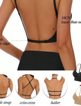 Piezas/Set Sujetador sin costuras y sin espalda para mujer, 3 tirantes ajustables, copas finas y transpirables adecuadas para copa A/B, perfecto para - Shein - FashionsVida